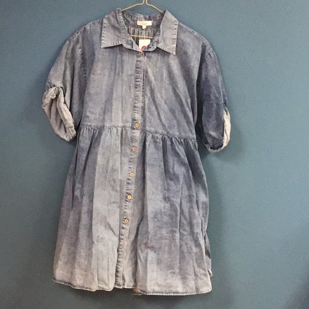 Easel Blue Denim Midi Dress
